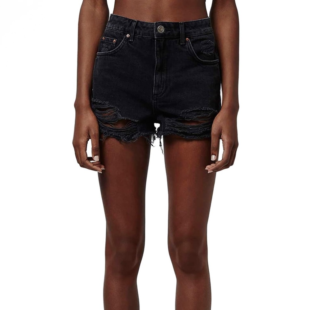 Topshop Ripped High Rise Denim Shorts